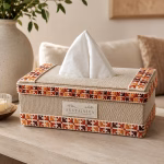 Embroidered Jute Tissue Holder
