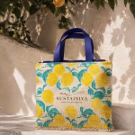 Yellow Lemion Print Jute Bag