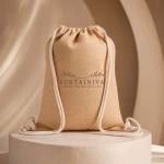Jute backpack with drawstring