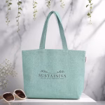 Misty Teal Jute Carrier Bag
